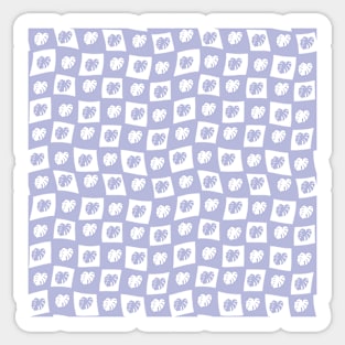 Monstera Deliciosa Leaf Checker Board - pastel lilac purple Sticker